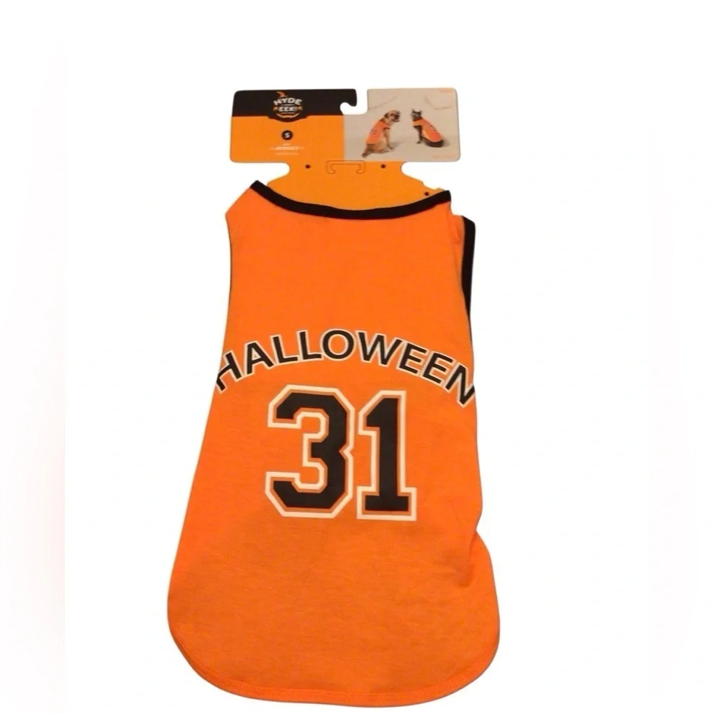 Halloween Dog and Cat Orange Basketball Jersey - Hyde and EEK! size S, M